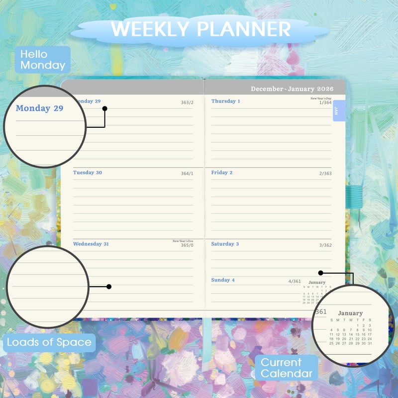 Artfan 2026 Pocket Calendar - 2026 Pocket Planner/Calendar, Jan.2026 - Dec.2026, 2026 Pockets Planner Weekly and Monthly, 3.93''  6.29''- Oil Painting - Image 4